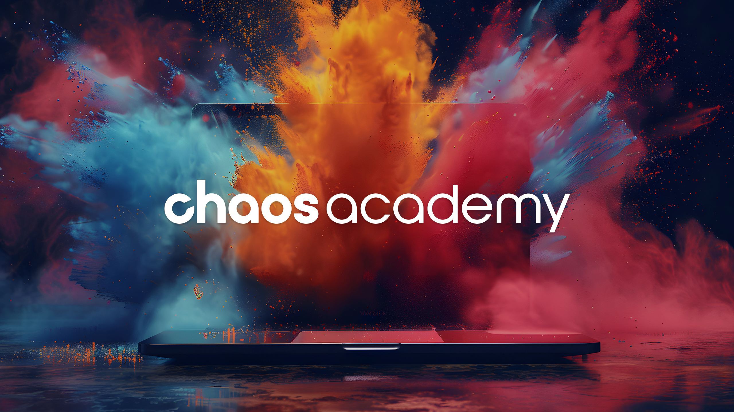 Chaos Academy online learning platform logo with colorful background.